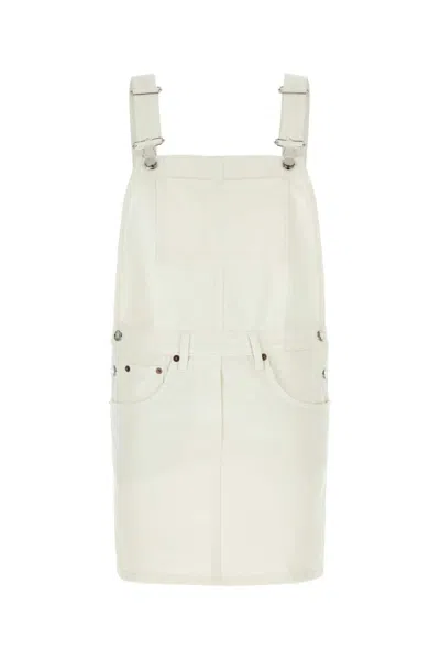 PRADA WHITE DENIM DUNGAREES DRESS
