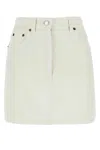 Prada Logo-appliqué Denim Mini Skirt In White