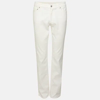 Pre-owned Prada White Denim Straight Leg Pants Xs
