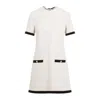 Prada Sablé Bow-embellished Mini Dress In White