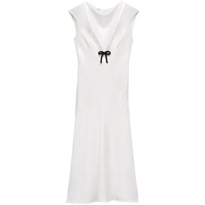 Prada Sequined Satin Jersey Dress In White
