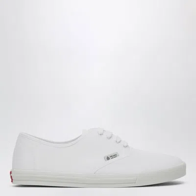 PRADA PRADA WHITE DRILL FABRIC SNEAKERS