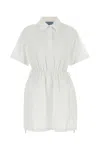 Prada Drawstring Waist Poplin Shirt Dress In White
