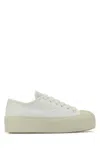 Prada Laced Fabric Sneakers In White