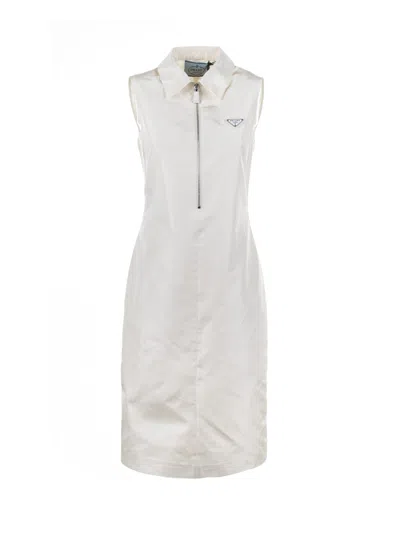 Prada White Faille Dress In Avorio
