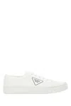 Prada White Gabardine Wheel Sneakers In F0009
