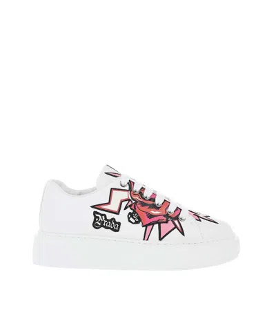 Prada White Graphic Sneakers