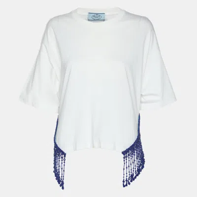 Pre-owned Prada White Jersey Embellished Top S