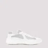 Prada White Lace Up Sneakers In White
