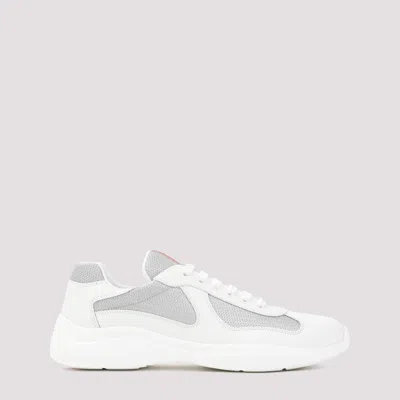 Prada White Lace Up Sneakers