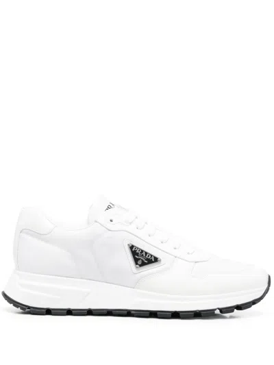 Prada White Lace Up Sneakers