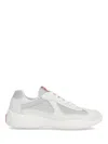 Prada Two-material Leather And Tech Fabric Sneaker In Gray