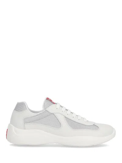 Prada White Lace Up Sneakers
