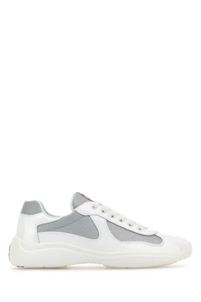 Prada White Lace Up Sneakers