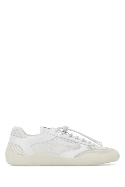 Prada White Leather And Mesh Speedrock Sneakers