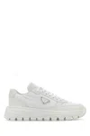 Prada Triangle-logo Lace-up Sneakers In White
