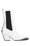 Prada White Leather Ankle Boots In White