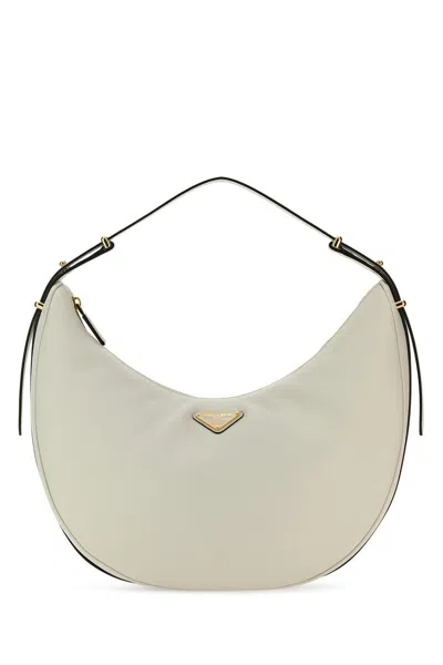 PRADA WHITE LEATHER BIG ARQUÃ¨ HANDBAG