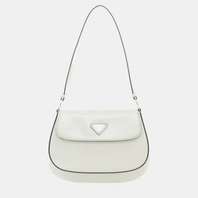 Pre-owned Prada White Leather Cleo Flap Shoulder Bag