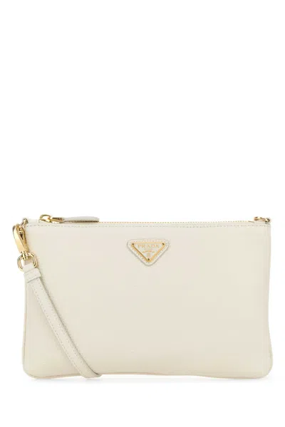 Prada White Leather Crossbody Bag