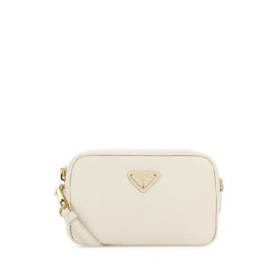 Prada White Leather Crossbody Bag In Neutral