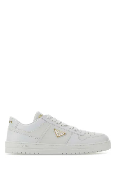 PRADA WHITE LEATHER DOWNTOWN SNEAKER
