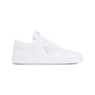 PRADA PRADA WHITE LEATHER DOWNTOWN SNEAKERS