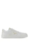 Prada White Sneakers With Padded Collar And Perforated Detailing