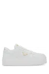 Prada Downtown Bold Leather Platform Sneakers In Neutral