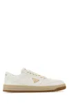 Prada Ivory Nappa Leather Downtown Sneakers In White