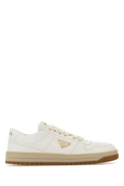 Prada White Leather Downtown Sneakers