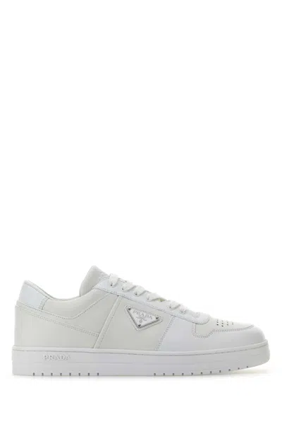 Prada White Leather Downtown Sneakers