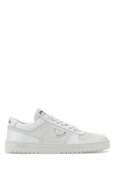 PRADA WHITE LEATHER DOWNTOWN SNEAKERS