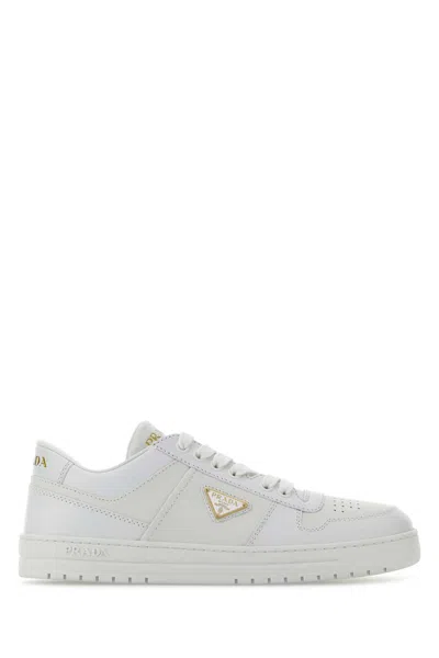 PRADA WHITE LEATHER DOWNTOWN SNEAKERS