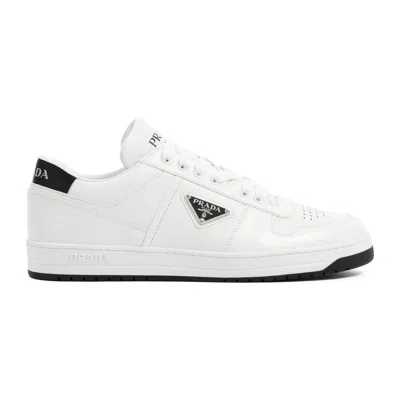 Prada White Calf Leather Bos Taurus Low Top Sneakers
