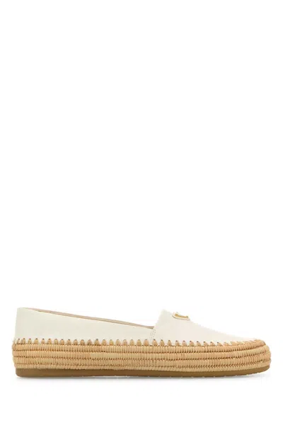 Prada White Leather Espadrilles
