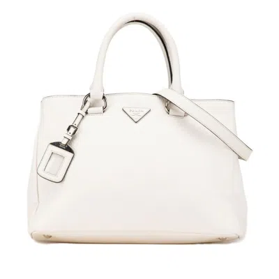 Pre-owned Prada White Leather Handbag Shoulder Bag ()