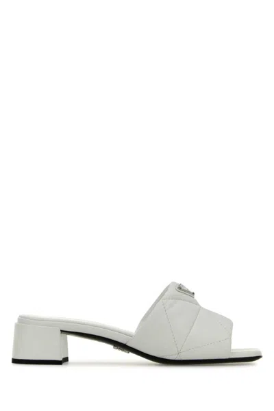 Prada White Leather Heels