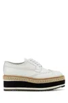 Prada Women White Leather Lace-up Shoes In White