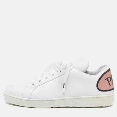 Pre-owned Prada White Leather Lace-up Sneakers 35
