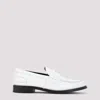 Prada Calf Leather White Loafers With Logo Embellishment In White