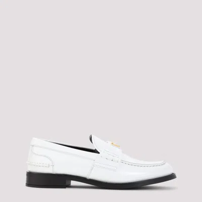 PRADA WHITE LEATHER LOAFERS
