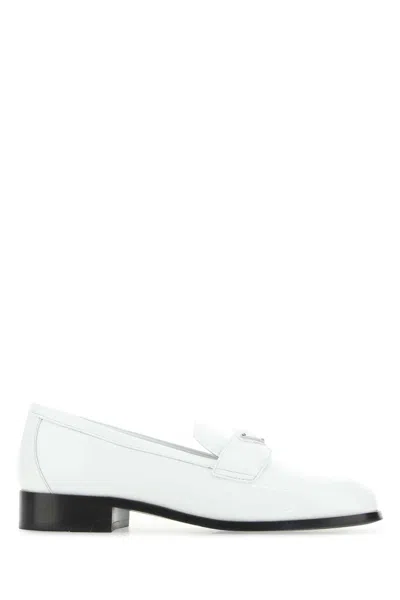 PRADA PRADA WHITE LEATHER LOAFERS