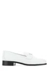 Prada Calf Leather White Loafers With Logo Embellishment In White