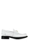 Prada Brushed Leather Loafers In White