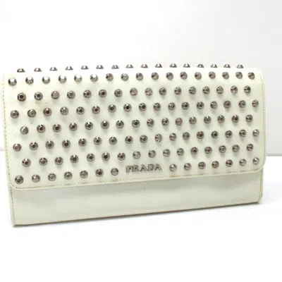 Pre-owned Prada White Leather Long Wallet (bi-fold) ()