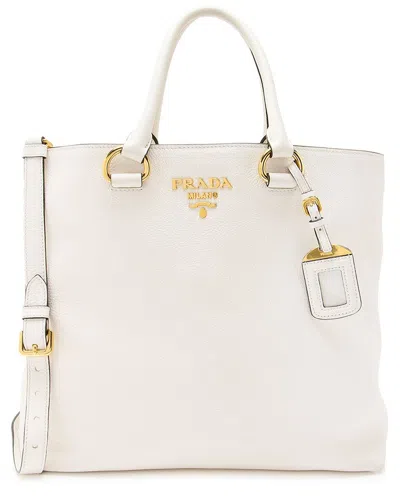 Prada White Leather Phenix N/s Tote (authentic Pre-loved)