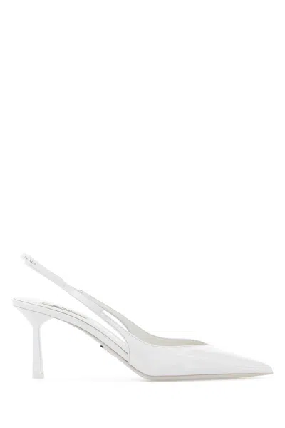 Prada White Leather Pumps