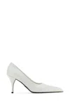 Prada Leather Pumps With Pointed Toe And Stiletto Heel In Bianco
