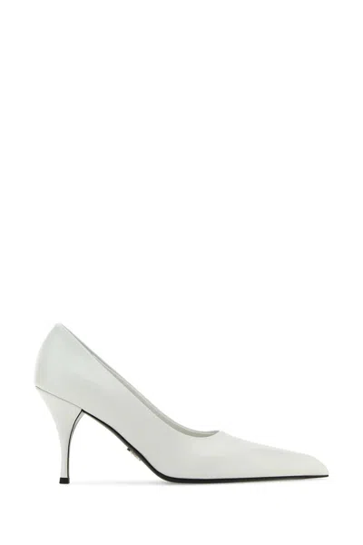 Prada Leather Pumps In White